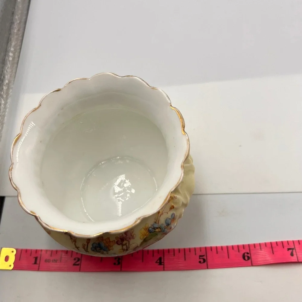 Royal Rudolstadt Bavaria Hand Painted Floral Porcelain Jardiniere Lion Handles